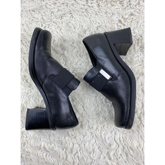 Gino Ventori Womens 36 EU 6 US Black Leather Block Heel Square Toe Slip On Shoes - Picture 8 of 9